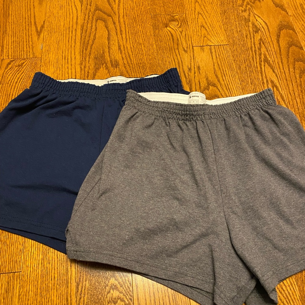 2 Pairs of Soffe Women’s Shorts Cheer Gym Volleyball Blue Grey Medium